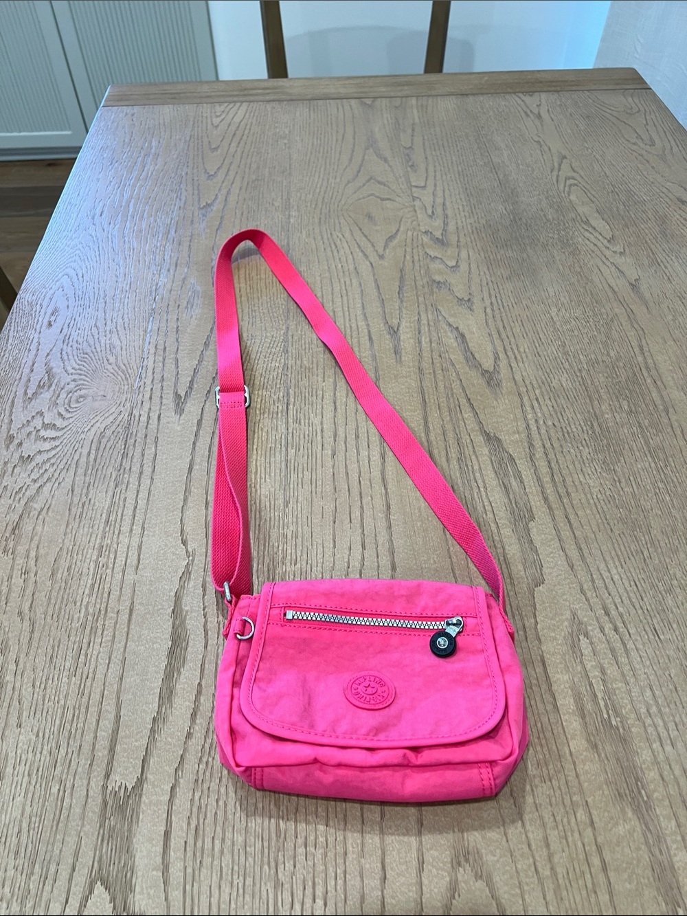 Kipling Hot Pink Crossbody Bag with Adjustable Strap